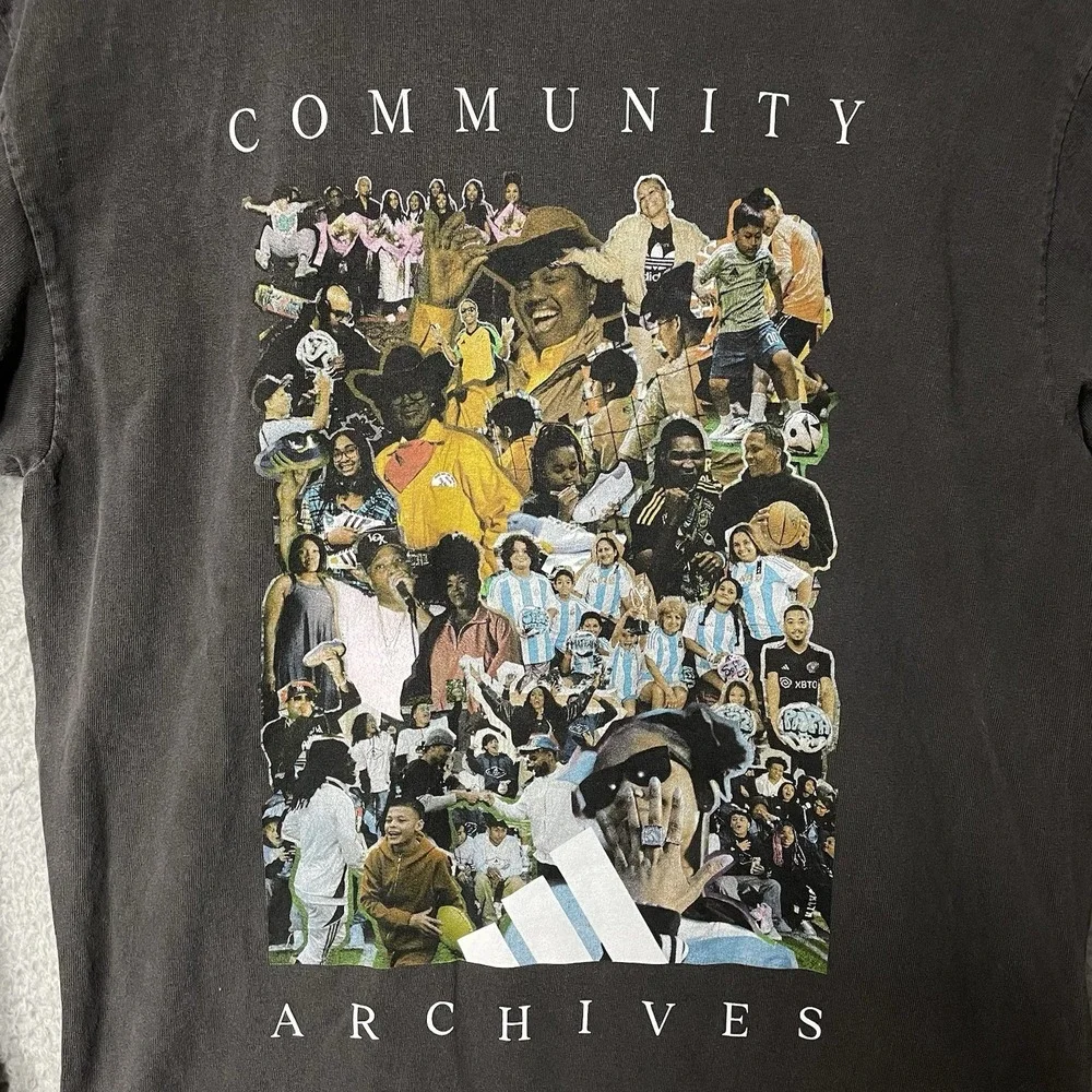 Adidas Community Archives Long Sleeve Tee Gray Graphic Shirt Small Mens